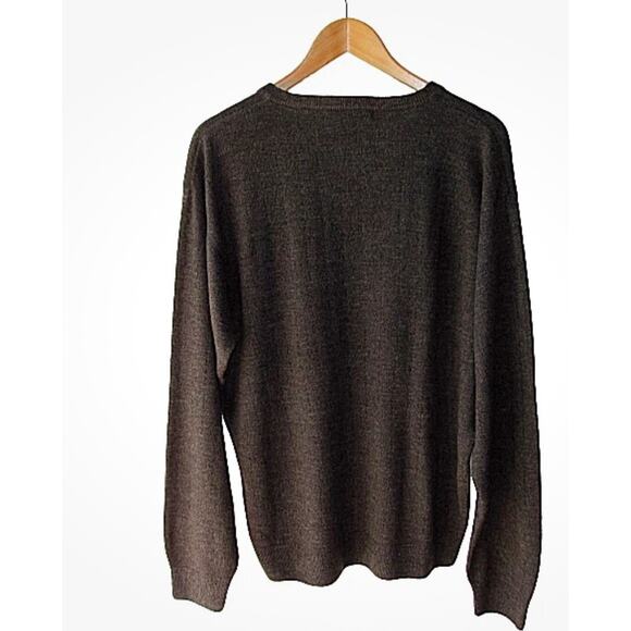 Geoffrey Beene Sweater Men’s Coffee Brown V-neck Pullover Knit Sweater Size Larg - Picture 3 of 8
